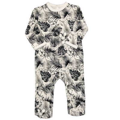 pyjama bébé dors bien coton bio rompers tropical noir et blanc