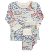 pyjama bébé enfant coton bio carte d'écolier vintage rompers