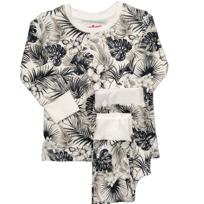 pyjama bébé enfant coton bio rompers tropical noir et blanc