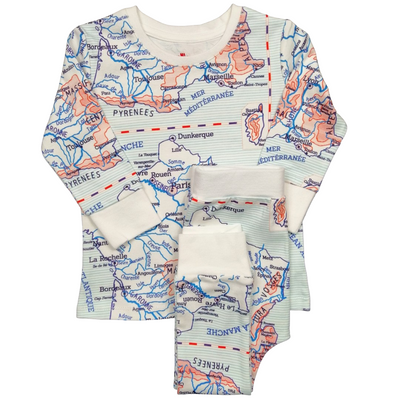 pyjama bébé enfant coton bio carte d'écolier vintage rompers